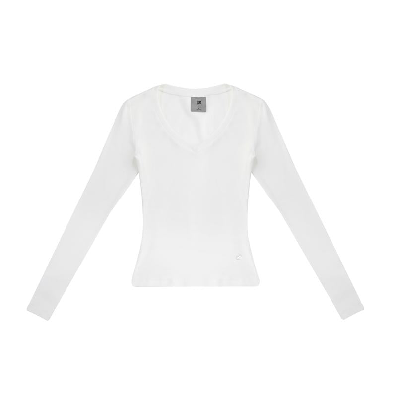 FDR Women'S Solid Color V-Neck Double-Lined Long Sleeve Tee | Lightweight Breathable Stretch | Slim-Fit Layering Essential for Fall Workouts & Everyday Womenswear Top Style Basic