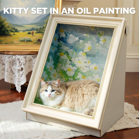 Warcat Oil Painting Cat Scratcher Board, Art 3D Cat Bed with Vintage Art Picture Frame, Durable Corrugated Cat House with Scratching Pad Kitty #Tiktokshoprestock