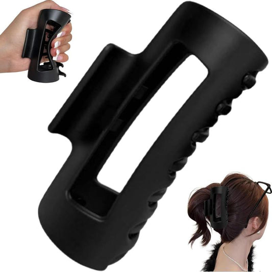 Soft Hair Clips for Women, Bendable Claw Clip, Non-Slip Square Squishy Silicone, Flexible Scalp-Safe Soft Cozy Clip, Unsnappable for Thick or Fine Hair, Strong Hold All-Day Comfort(Black and White)