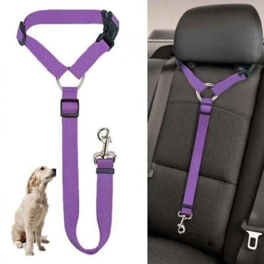 Leash Safety Belt - Solid Color Two-In-One Pet Car Seat Belt Nylon Lead Leash Backseat Safety Belt Adjustable Dogs Harness Collar Pet Accessories Travel Dog