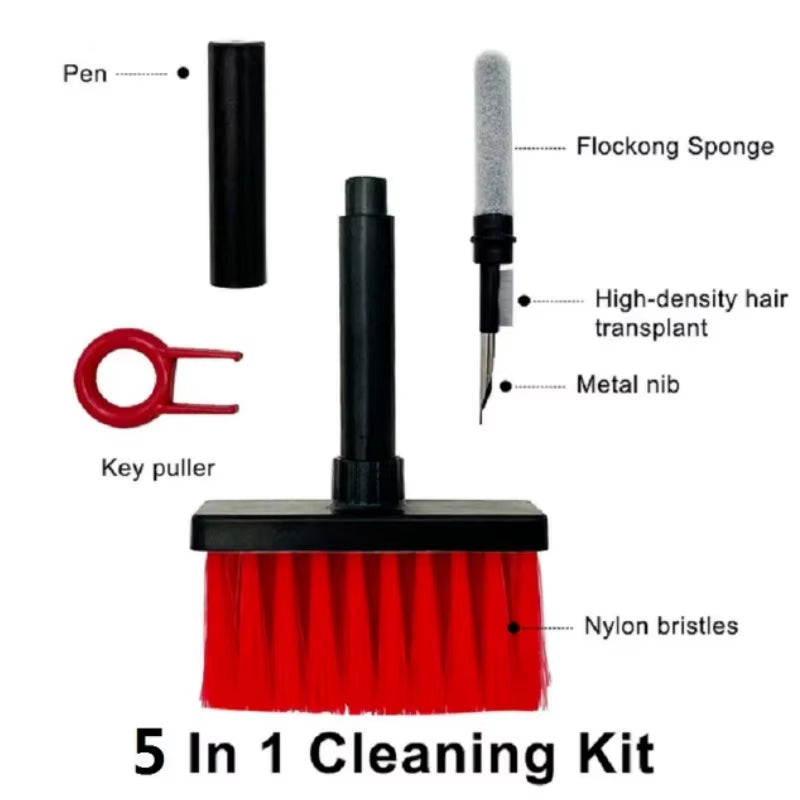 5 in 1 Keyboard Cleaning Brush Kit Keycap Puller Earbuds Cleaner for Airpods Pro 1 2 3 Bluetooth Earphones Case Cleaning Tools