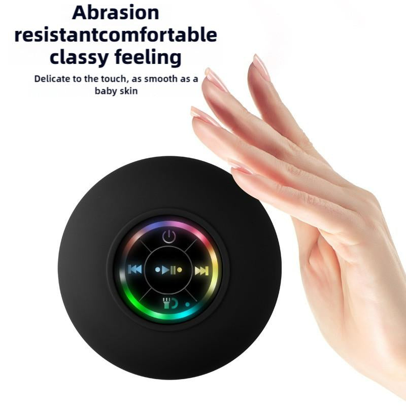 Waterproof Speaker, Portable Suction Cup Speaker with LED Light, Rechargeable Bluetooth-Compatible Speaker for Home, Bathroom, Outdoor Audio Smartphone
