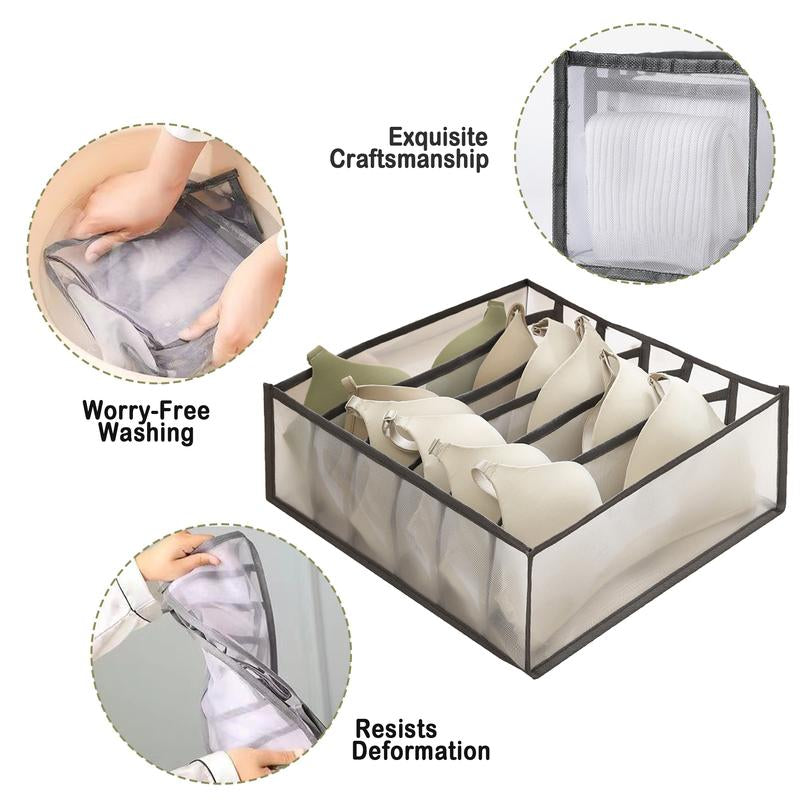 3 Counts Foldable Underwear Organizer, Drawer Organizer Divider Bins for Bras, Socks, Ties, Underwear Storage Box, Features anti - Static Material to Prevent Fabric Cling and Tangling
