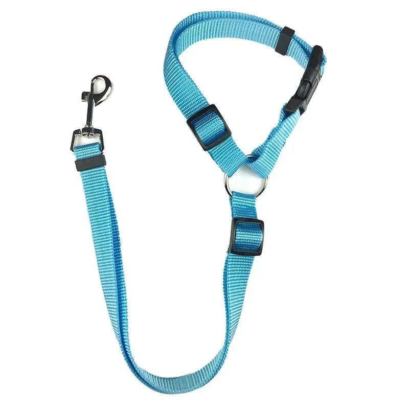 Leash Safety Belt - Solid Color Two-In-One Pet Car Seat Belt Nylon Lead Leash Backseat Safety Belt Adjustable Dogs Harness Collar Pet Accessories Travel Dog