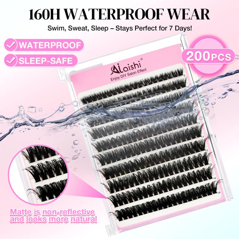 Ailaishi Glue-Free Eyelash Clusters – 10–18Mm Short Comic-Style C Curl DIY Lash Extensions, Waterproof Beginner-Friendly False Eyelashes with Tweezers, Household Cosmetics