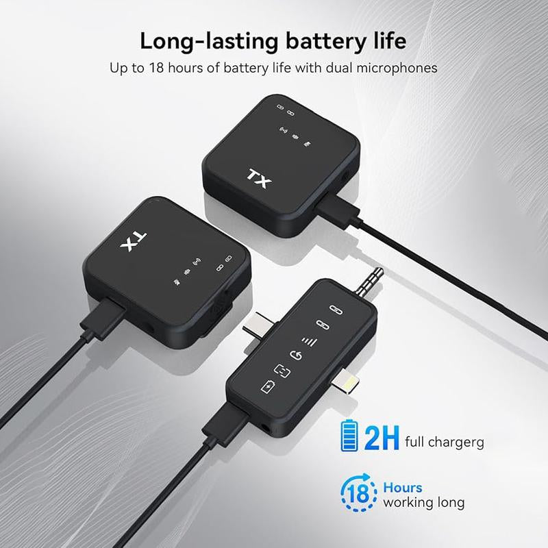 3-In-1 Wireless Lavalier Microphone for Iphone/Android/Camera – 328Ft Range, 18H Battery, Compact Clip-On Mic for Recording, Interviews, Vlogs, Youtube, Tiktok, Streaming (Perfect for Content Creators)