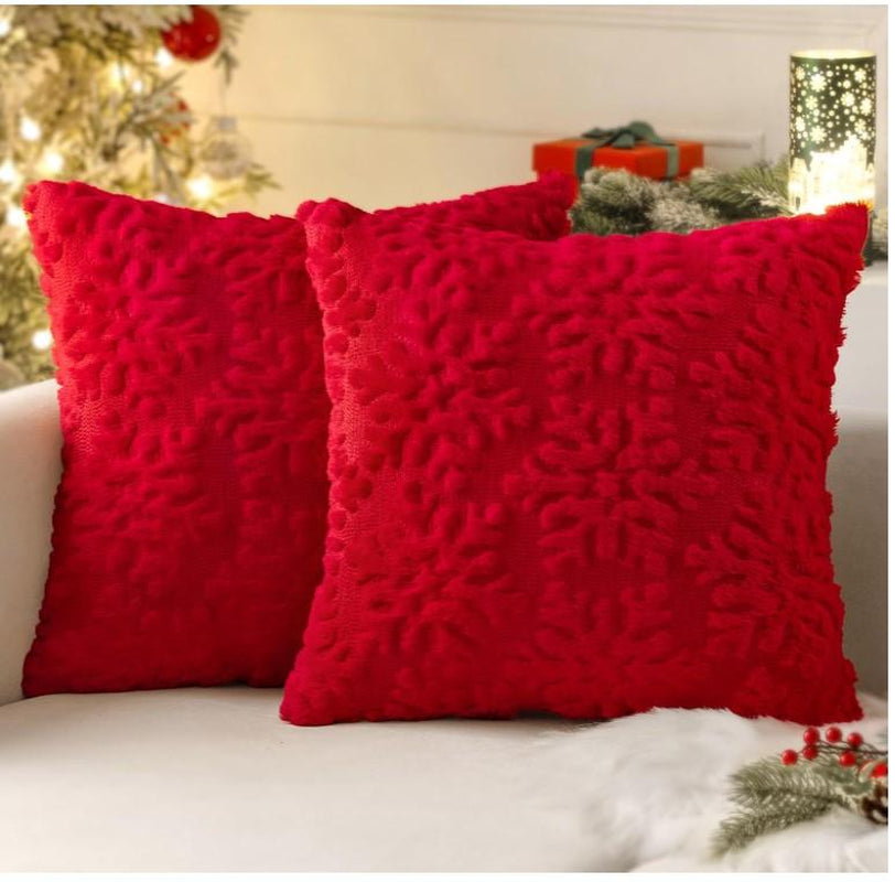Pure White Throw Pillow Covers Christmas Snowflakes Decorative Pillow Covers 18X18 Inch Soft Plush Faux Wool Pillow Covers Set of 2 Farmhouse Couch Pillows Home Decors for Sofa Livingroom Bed