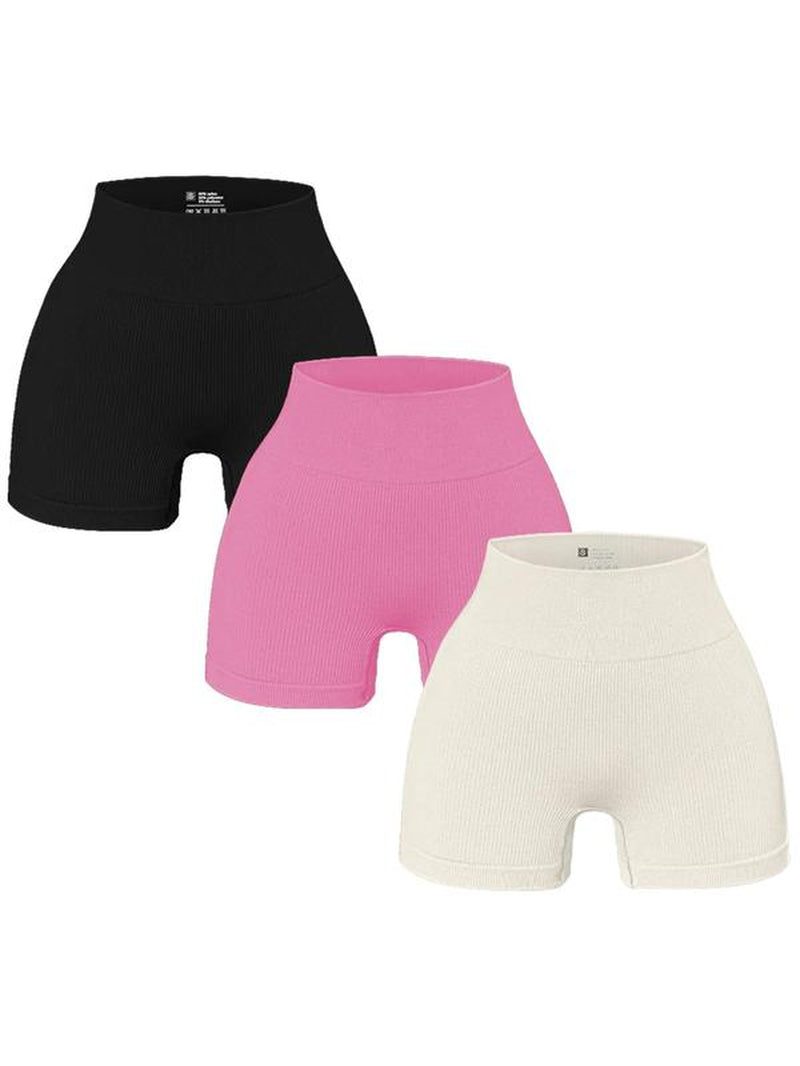 Women'S Solid High Waist Sports Gym Shorts, Casual Comfy Breathable Seamless Skinny Biker Shorts for Gym Workout Cycling Running, Summer Outfits 2024, Women Sport & Outdoor Clothing for Summer