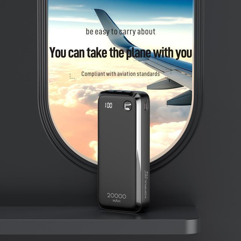 20W USB C Power Bank 20000Mah for Smartphone, Multi-Function Cellphone Charger Built-In 3 Counts Data Cable, Portable Charging Tool for Home & Travel, Universal Digital Display Mobile Charger Devices Compatible with Iphone Samsung Pixel LG Moto Ipad