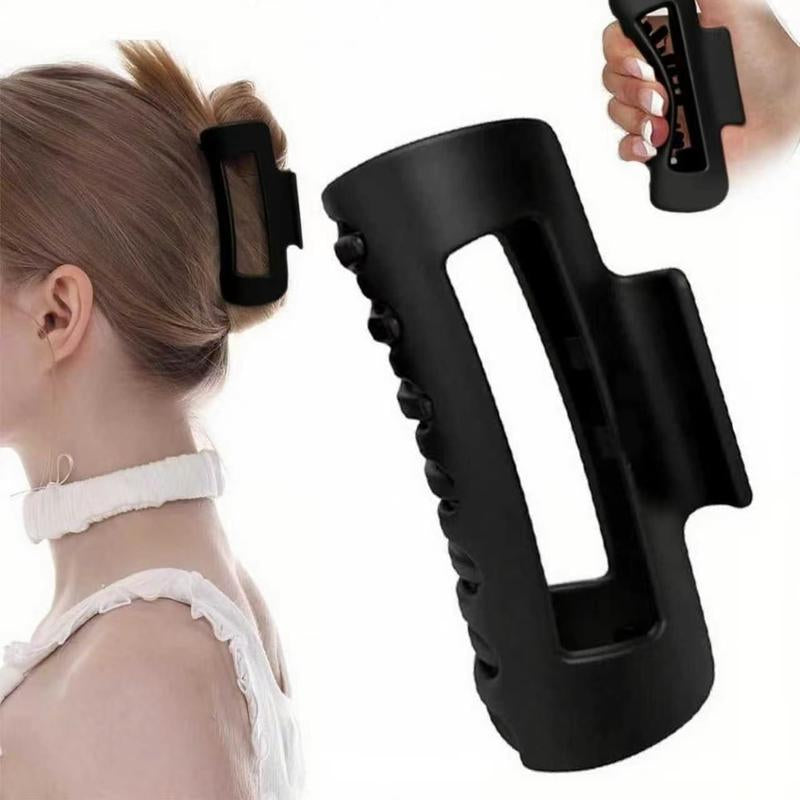 Soft Hair Clips for Women, Bendable Claw Clip, Non-Slip Square Squishy Silicone, Flexible Scalp-Safe Soft Cozy Clip, Unsnappable for Thick or Fine Hair, Strong Hold All-Day Comfort(Black and White)