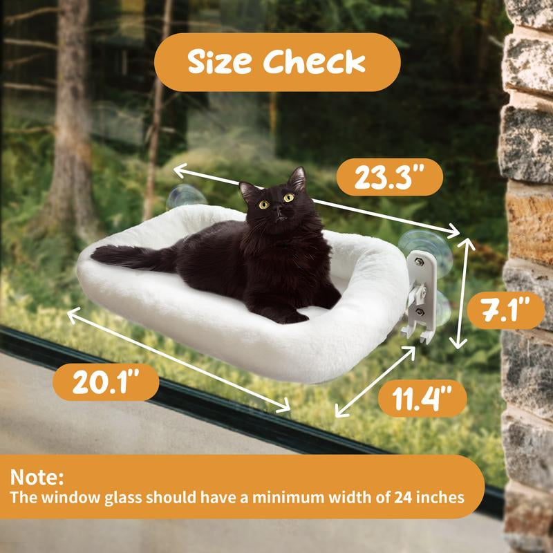 POMESEA Marshmallow Cat Window Perch,Sunbathing,Pet Bed,Neck Support,Detachable,Double-Sided Fabric Cover for Indoor Pets