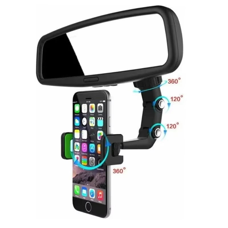 Rearview Mirror Phone Holder for Car - Multifunctional Car Phone Mount, Universal Cellphone Mount for Almost All Cell Phone &Car