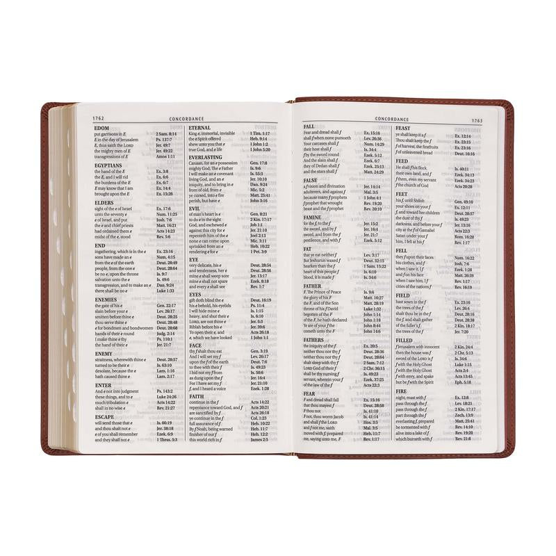 Saddle Tan Faux Leather Giant Print Standard-Size King James Version Bible with Thumb Index