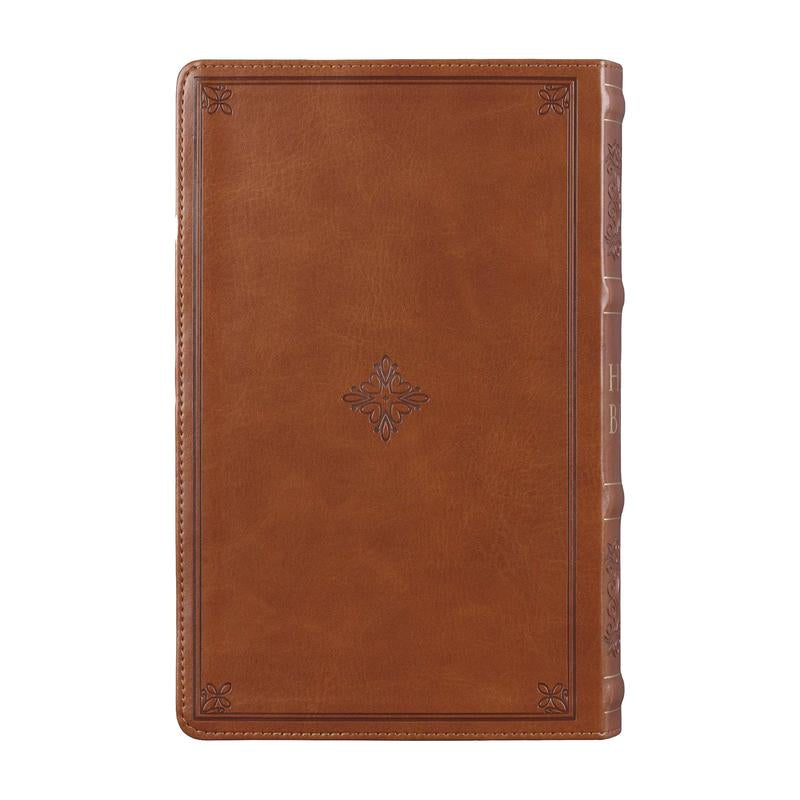 Saddle Tan Faux Leather Giant Print Standard-Size King James Version Bible with Thumb Index