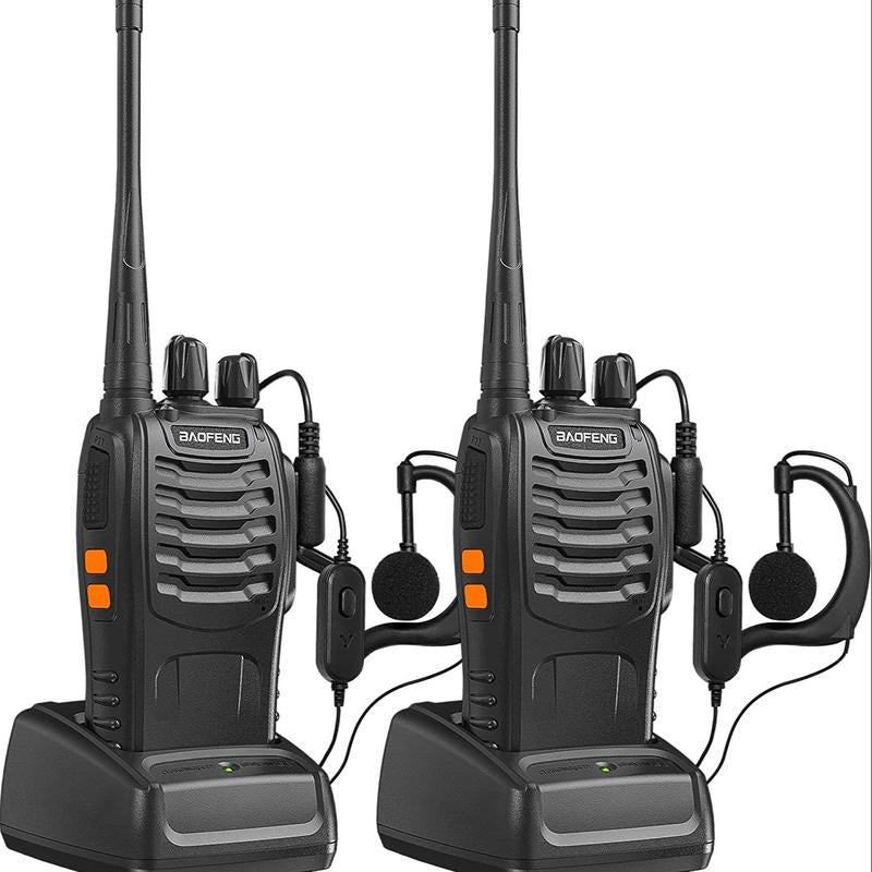 Baofeng 888S Walkie Talkie, Rechargeable Long Range Walkie Talkie with Earpieces, Professional Radio Handheld Two Way Radio with Li-Ion Battery & Charger Included