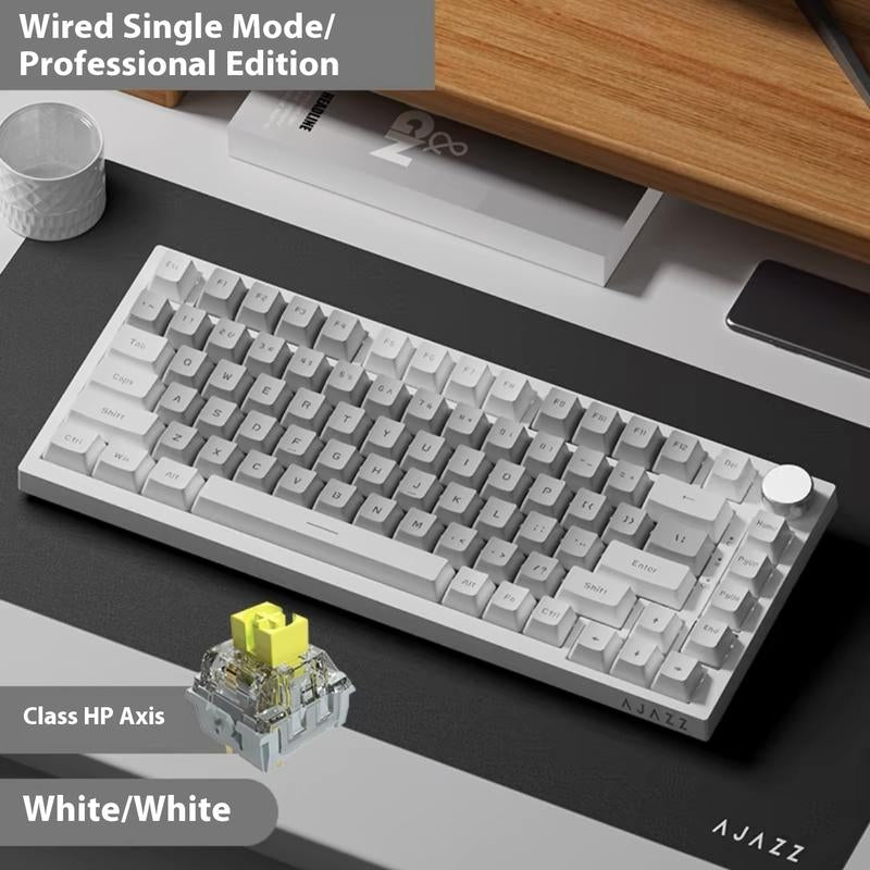 AJAZZ AK820 Wired Mechanical Keyboard, Hot Swappable Socket Gasket Structure Customization Keyboard, RGB Layer Filling PBT Keycap Keyboard for Gaming, Office, Home