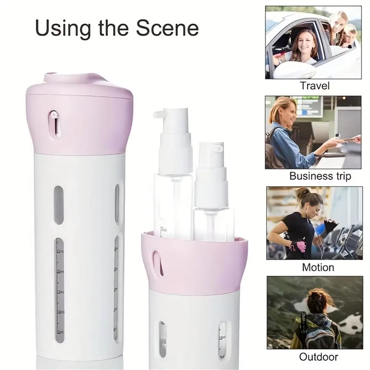 4-In-1 Travel Bottle Set Portable Cosmetics Lotion Perfume Refillable Bottle Travel Liquid Container Portable Tool