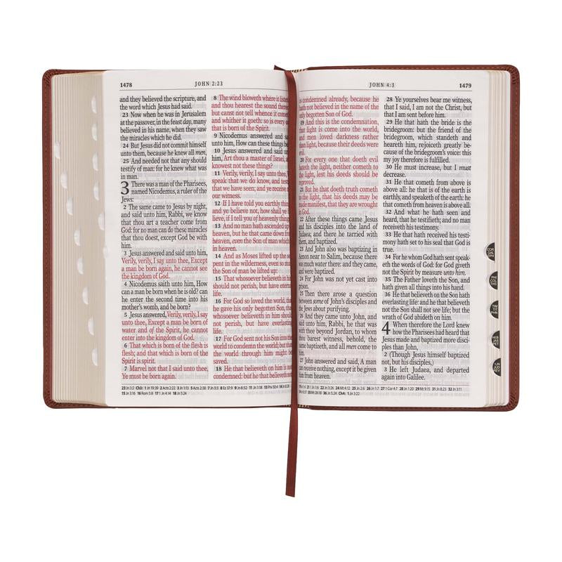 Saddle Tan Faux Leather Giant Print Standard-Size King James Version Bible with Thumb Index