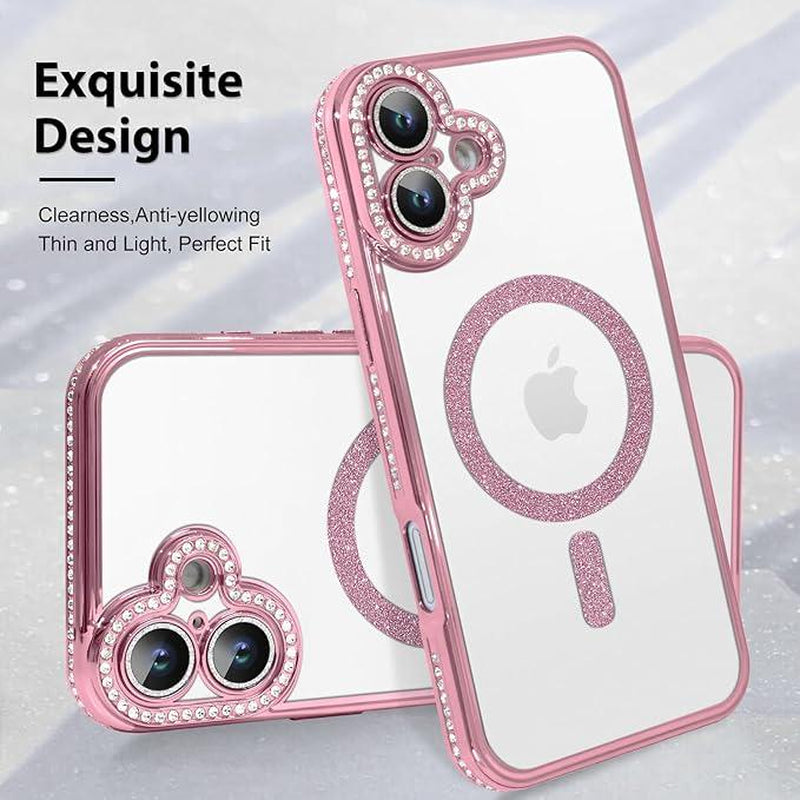 Entronix Case for Apple Iphone 17/16/15/14/13/12/11 Air/Plus/Pro Max - Luxury Rhinestone Bumper Cover, [Magnetic] Smartphone Accessories Protection