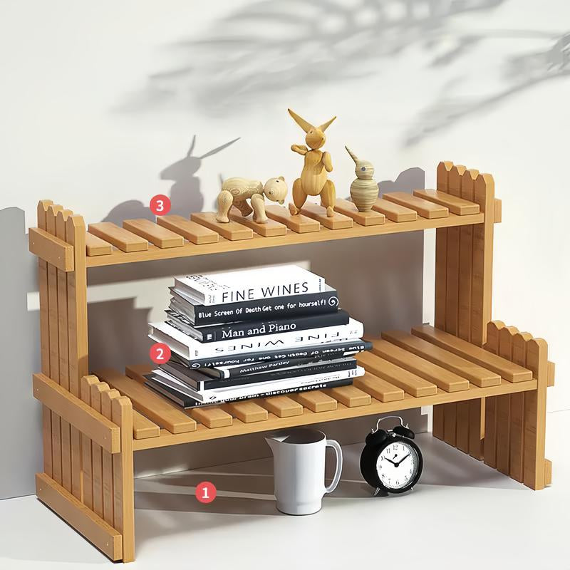 Trending Bamboo Desk Rack, 3-In-1 Plant Display & Storage Small Space Divider Home/Office/Balcony, Stylish MULTI-TIER Plant Stand, Double Duty: Plant Shelf + Book Organizer Natural Wood & Modern Design Perfect for Plant Moms/Dads! Wooden