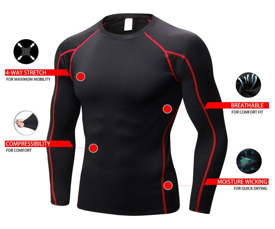 3 Pack Mens Compression Shirts Long Sleeve Quick Dry for Workout Running Athletic Base Layer Sportswear Technical Warmth Training Tops Fitness Apparel
