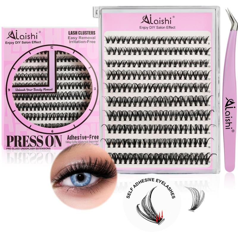 Ailaishi Glue-Free Eyelash Clusters – 10–18Mm Short Comic-Style C Curl DIY Lash Extensions, Waterproof Beginner-Friendly False Eyelashes with Tweezers, Household Cosmetics