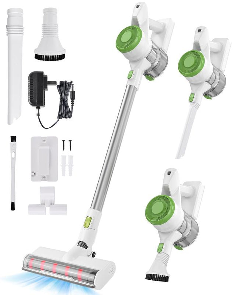 Carevac+ P017 Cordless Vacuum Cleaner, 12Kpa Dual-Suction 35Min Runtime, 1.16Kg Lightweight Stick Vacuum with Wall Mount, 3-In-1 Brushes for Pet Hair/Carpet/Hard Floors Appliances Dust Extractor Cleaning Tools Steamcleaner Dog Grooming Vacuum