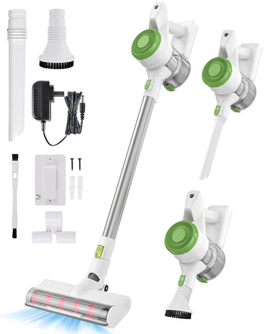 Carevac+ P017 Cordless Vacuum Cleaner, 12Kpa Dual-Suction 35Min Runtime, 1.16Kg Lightweight Stick Vacuum with Wall Mount, 3-In-1 Brushes for Pet Hair/Carpet/Hard Floors Appliances Dust Extractor Cleaning Tools Steamcleaner Dog Grooming Vacuum