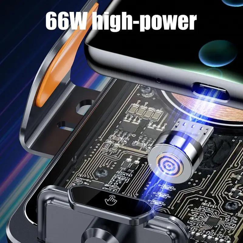 66W Car Air Outlet Phone Holder Wireless Charger, Car Phone Mount Wireless Charger with Infrared Sensor, Compatible with Iphone Samsung Xiaomi, Phone Holder Car Magnetic