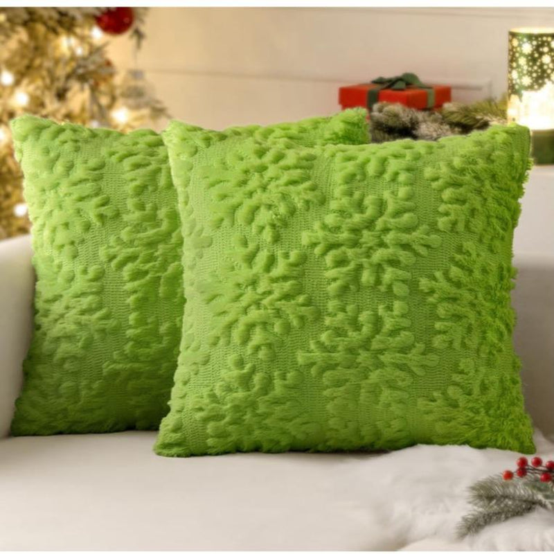 Pure White Throw Pillow Covers Christmas Snowflakes Decorative Pillow Covers 18X18 Inch Soft Plush Faux Wool Pillow Covers Set of 2 Farmhouse Couch Pillows Home Decors for Sofa Livingroom Bed
