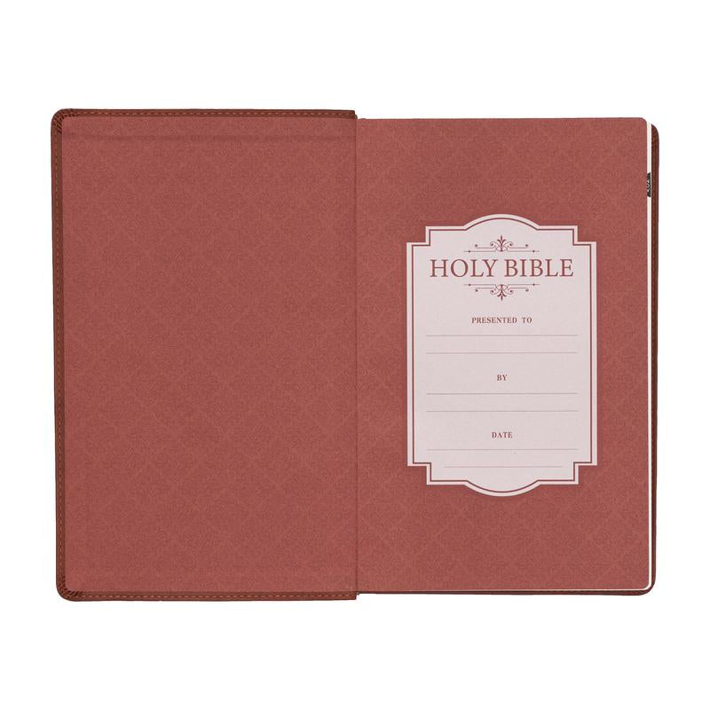 Saddle Tan Faux Leather Giant Print Standard-Size King James Version Bible with Thumb Index