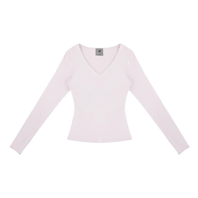 FDR Women'S Solid Color V-Neck Double-Lined Long Sleeve Tee | Lightweight Breathable Stretch | Slim-Fit Layering Essential for Fall Workouts & Everyday Womenswear Top Style Basic