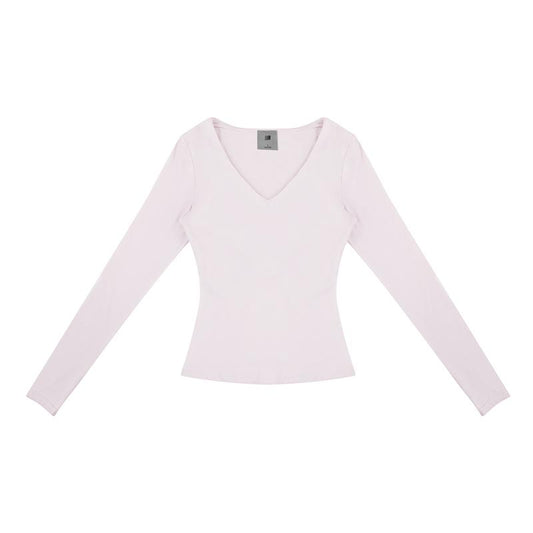 FDR Women'S Solid Color V-Neck Double-Lined Long Sleeve Tee | Lightweight Breathable Stretch | Slim-Fit Layering Essential for Fall Workouts & Everyday Womenswear Top Style Basic