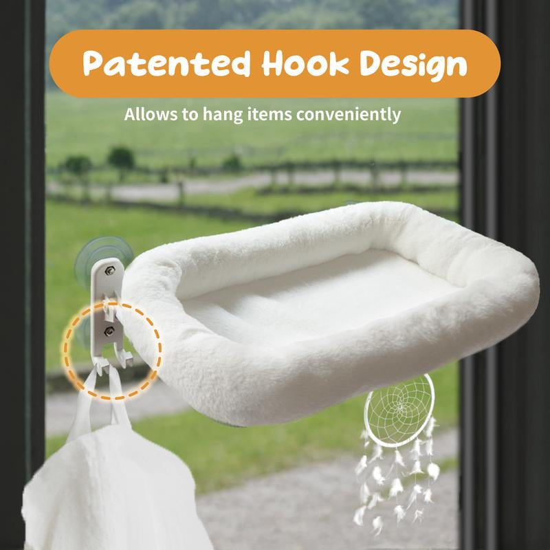 POMESEA Marshmallow Cat Window Perch,Sunbathing,Pet Bed,Neck Support,Detachable,Double-Sided Fabric Cover for Indoor Pets