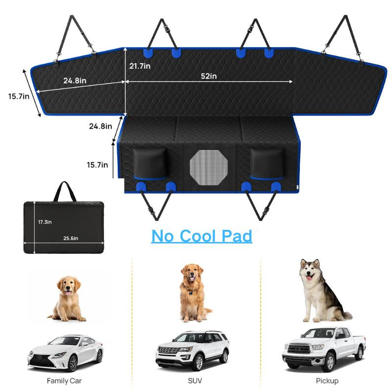 JOYTUTUS Dog Car Seat Cover with Hard Bottom Back Seat Extender Supports 400Lb Pet Cover with Mesh Window Travel Bed Waterproof Dog Hammock for Car Truck SUV Hook and Loop Design