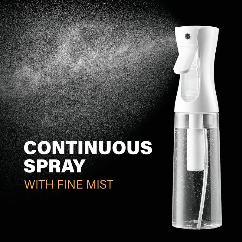Continuous Spray Bottle with Ultra Fine Mist- Continuous Mister Spray Bottle for Hairstyling, Cleaning, Plants, Pets, Barbers, Salons, High Pressure Spray Bottle, Portable Refillable Mist Sprayer (Clear - 7.04Oz/200Ml)