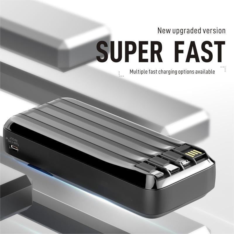 20W USB C Power Bank 20000Mah for Smartphone, Multi-Function Cellphone Charger Built-In 3 Counts Data Cable, Portable Charging Tool for Home & Travel, Universal Digital Display Mobile Charger Devices Compatible with Iphone Samsung Pixel LG Moto Ipad