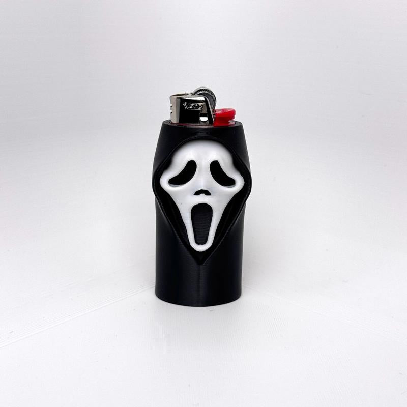 Ghost Face Lighter Sleeve Keychain Halloween BIC Accessory | Lightweight, Giftable Sleeve for Festivals & Everyday Use