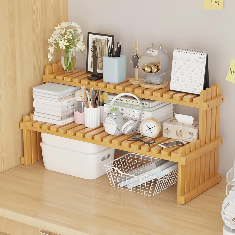 Trending Bamboo Desk Rack, 3-In-1 Plant Display & Storage Small Space Divider Home/Office/Balcony, Stylish MULTI-TIER Plant Stand, Double Duty: Plant Shelf + Book Organizer Natural Wood & Modern Design Perfect for Plant Moms/Dads! Wooden