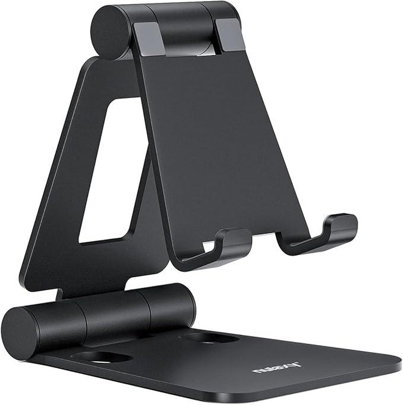 Dual Folding Cell Phone Stand, Fully Adjustable Foldable Desktop Phone Holder Cradle Dock Compatible with Phone 16 15 14 13 12 11 Pro Xs Xs Max Xr X 8 Compact Smartphone Cellphone Mount
