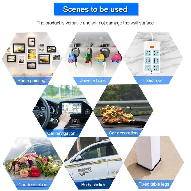 3X Tape Double Sided Adhesive Removable Heavy Duty Invisible Mounting Nano US Indoor Waterproof 10 Ft Clear Tape for Pictures Car Phone Holders Wall Stickers Hooks Sticky Pads