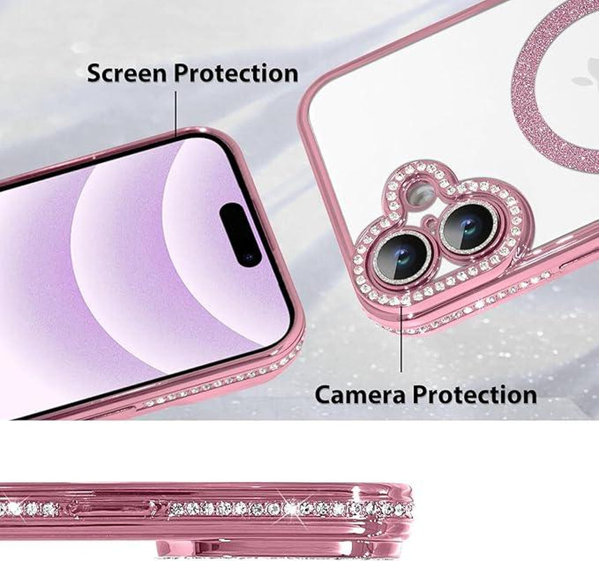 Entronix Case for Apple Iphone 17/16/15/14/13/12/11 Air/Plus/Pro Max - Luxury Rhinestone Bumper Cover, [Magnetic] Smartphone Accessories Protection