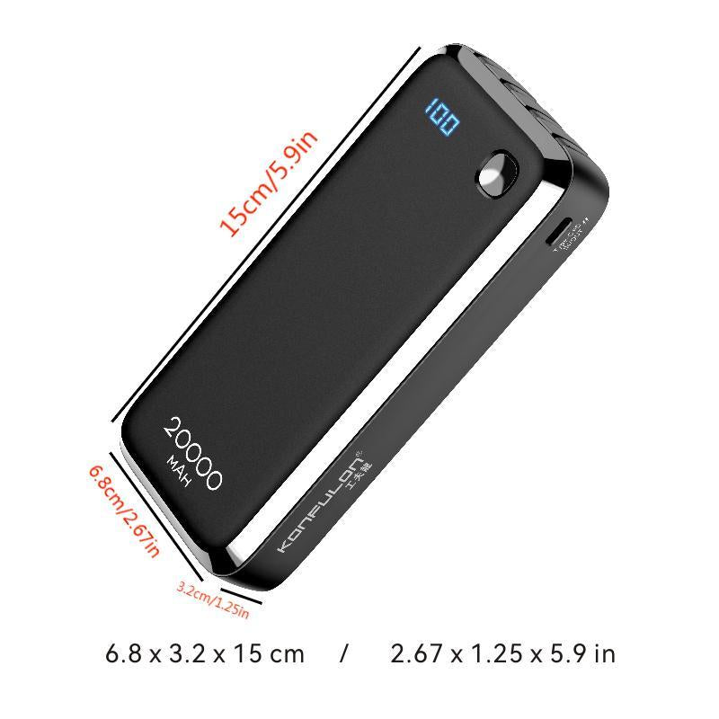 20W USB C Power Bank 20000Mah for Smartphone, Multi-Function Cellphone Charger Built-In 3 Counts Data Cable, Portable Charging Tool for Home & Travel, Universal Digital Display Mobile Charger Devices Compatible with Iphone Samsung Pixel LG Moto Ipad