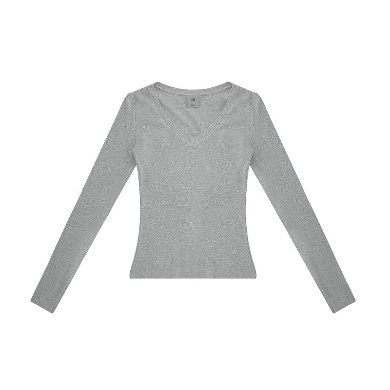 FDR Women'S Solid Color V-Neck Double-Lined Long Sleeve Tee | Lightweight Breathable Stretch | Slim-Fit Layering Essential for Fall Workouts & Everyday Womenswear Top Style Basic