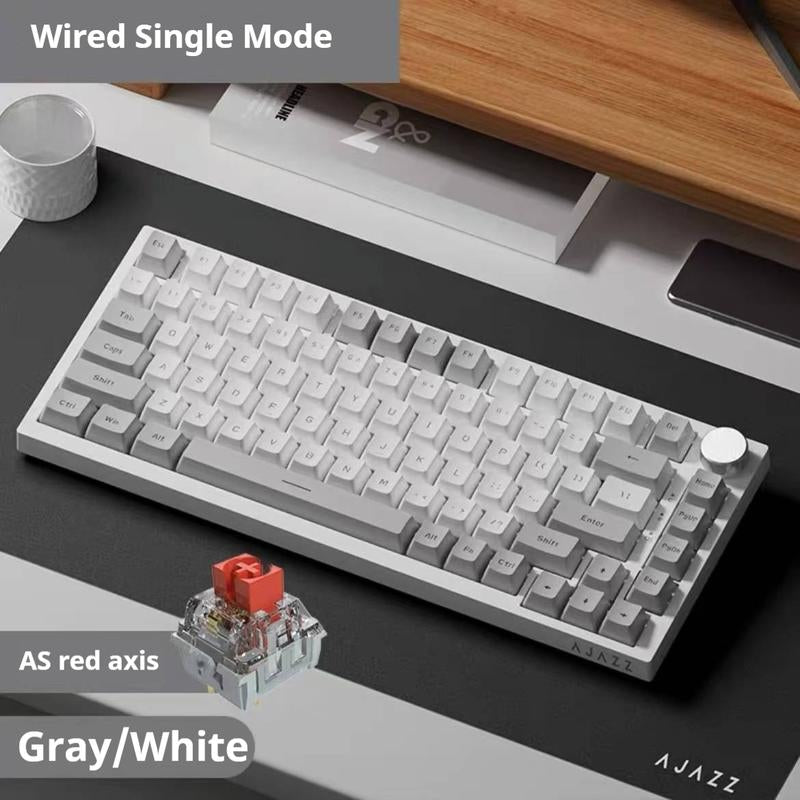 AJAZZ AK820 Wired Mechanical Keyboard, Hot Swappable Socket Gasket Structure Customization Keyboard, RGB Layer Filling PBT Keycap Keyboard for Gaming, Office, Home