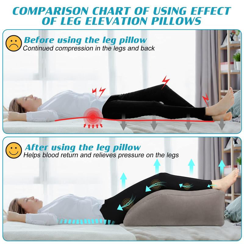 Wedge Pillow for Sleeping - Inflatable Leg Elevation Pillow for Swelling,Circulation,Leg & Back Pain Relief,Leg Support Polyvinyl Chloride Pillow for after Aurgery,Hip,Foot,Ankle Recovery