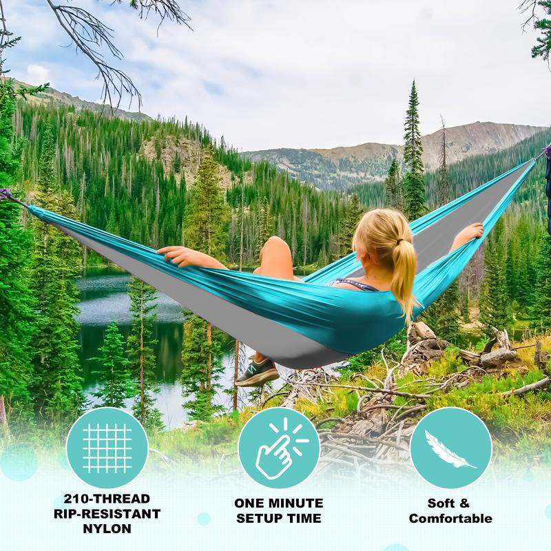 SZHLUX Camping Hammock Double & Single Portable Hammocks with 2 Tree Straps and Attached Carry Bag,Great for Outdoor,Indoor,Beach,Camping