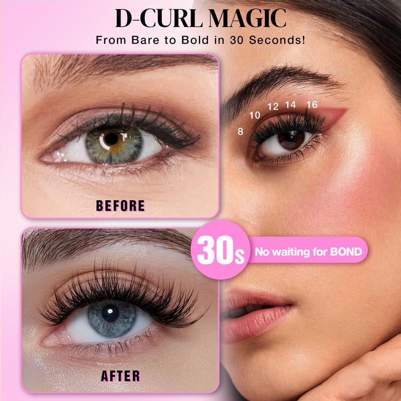 Ailaishi Glue-Free Eyelash Clusters – 10–18Mm Short Comic-Style C Curl DIY Lash Extensions, Waterproof Beginner-Friendly False Eyelashes with Tweezers, Household Cosmetics