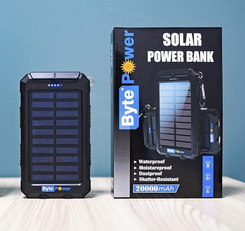 Solar Charger Power Bank 20000Mah, Portable Solar Pone Charger with Compass,Carabiner, Whistle,Flashlights,Solar Panel Charger,Camping Gear Accessory Accessories Charging