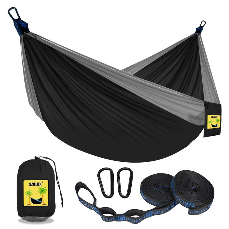 SZHLUX Camping Hammock Double & Single Portable Hammocks with 2 Tree Straps and Attached Carry Bag,Great for Outdoor,Indoor,Beach,Camping